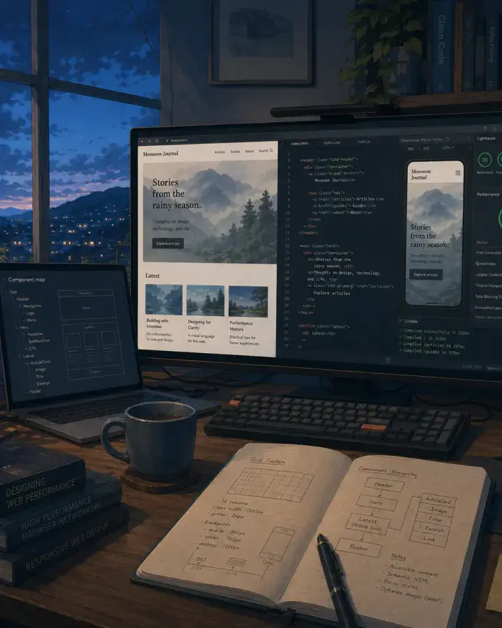 Responsive product interface tested beside its implementation