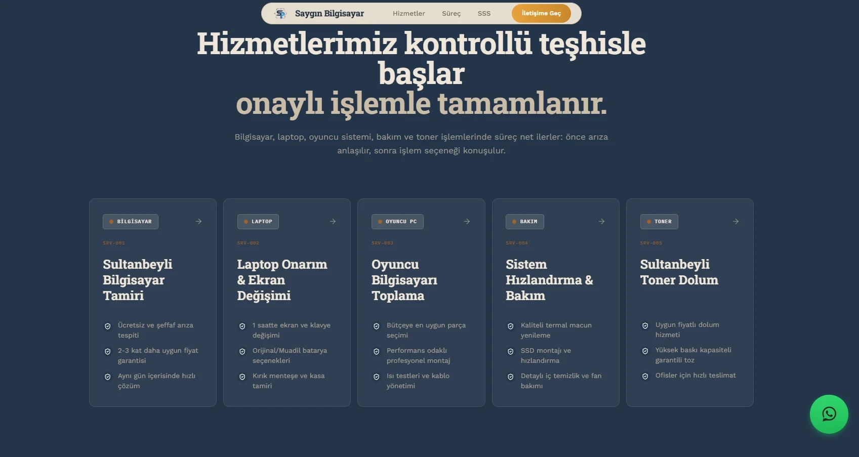 Saygın Bilgisayar service catalogue